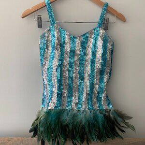 Vintage/handmade Cabaret corset top-Sequins &Feathers; size S